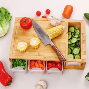 4ภาชนะที่มีเขียงไม้สับและเขียงที่มีน้ำผลไม้ร่องตกแต่งห้องครัวที่สวยงาม4ภาชนะ - Product Image 5