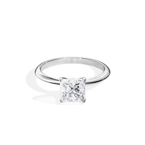 Anillo Solitario Minimalista con Diamante Cultivado en Laboratorio, Corte Princesa, en Plata de Ley 925, Certificado IGI, Bañado en Rodio, para Mujer - Product Image 2