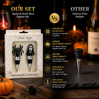 Boîte cadeau Halloween Araignée Fantôme, en stock, faible MOQ, vente en gros, accessoires de fête et de bar, ensemble de bouchons de bouteille de vin