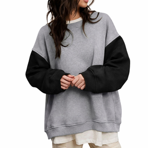 Womens Oversized Red Crewneck Sweatshirt Casual Loose Fit Long Sleeve Pullover - Product Image 5