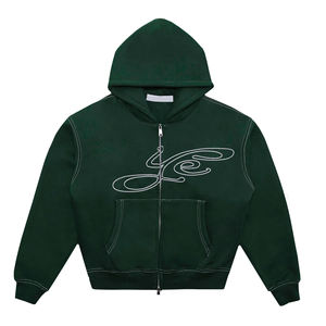 เสื้อฮู้ดดี้ทรงบาน ยูนิเซ็กซ์ ผ้าฝ้าย 100% ปักลายเพชร แต่งแบบดิสเทรส ล้างสี เทคนิคการปักเพชร เสื้อฮู้ดดี้โอเวอร์ไซส์ ยูนิเซ็กซ์ - Product Image 1