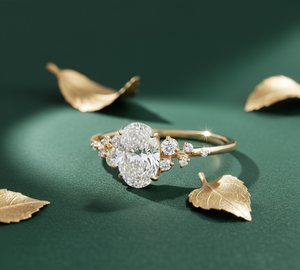 แหวนหมั้นและแต่งงานทองคำ 14k สีเหลือง ทรงรี แบบเอธนิค ประดับเพชรแล็บคุณภาพสูง สำหรับผู้หญิง รับสั่งทำขายส่ง - Product Image 2