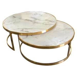 Most Selling Unique <b>White</b> Marble Top Coffee & <b>Nesting</b> <b>Table</b> Modern Design New Arrival Metal Living Room Furniture - Product Image 5