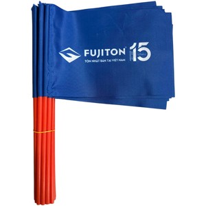 Bandera de Mano de Poliéster con Diseño de Círculo Rojo, Palo de Plástico, Portátil para Actividades Promocionales - Product Image 3