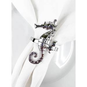 Anillo de Servilleta con Diseño de Caballito de Mar, Acabado Plateado, para Decoración de Mesa de Recepción de Bodas, Comedor de Lujo y Decoración Elegante para el Hogar, de la India - Product Image 1