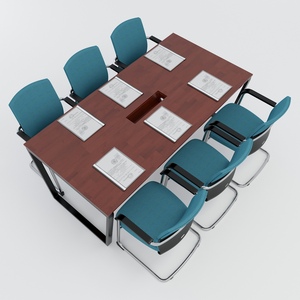 Contemporary 6-Person Meeting <b>Table</b> 180x90 cm Trapeze Concept Assembly System HBTC010 for Conference Room Hotel <b>Office</b> Furniture - Product Image 2