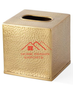 Bathroom Accessories Napkin Box Paper <b>Holder</b> Tissue <b>Holder</b> for Handmade Use <b>Hammered</b> Design Brass Tissue Box - Product Image 2