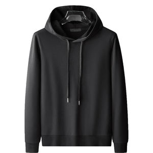 Sudadera con capucha de gran tamaño de lana de Color sólido para hombre, logotipo personalizado con cordón, a prueba de viento, invierno, Otoño, informal, para exteriores, Primavera - Product Image 1
