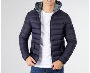Veste d'hiver pour homme en duvet matelassé avec fermeture éclair coupe-vent d'extérieur en gros avec logo personnalisé Taille plus - Product Image 1