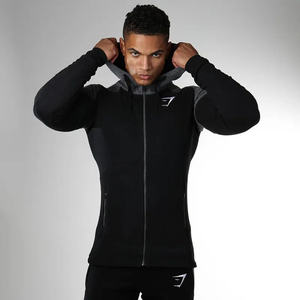 Vente en gros Sweat à capuche de gymnastique d'hiver pour hommes OEM Vêtements de sport en polaire à fermeture éclair avec couleurs et logos personnalisés - Product Image 3