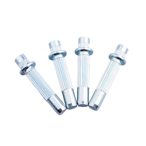 Goupille de positionnement double verticale droite moletée, avec rondelle à bride monobloc personnalisée et tête conique étagée, pour quincaillerie de meubles - Product Image 1