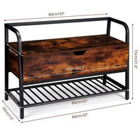 Banc à chaussures moderne et élégant pour entrée avec rangement relevable – Cadre métallique et organisateur en bois, autoportant, capacité 11 paires, pour couloir et chambre