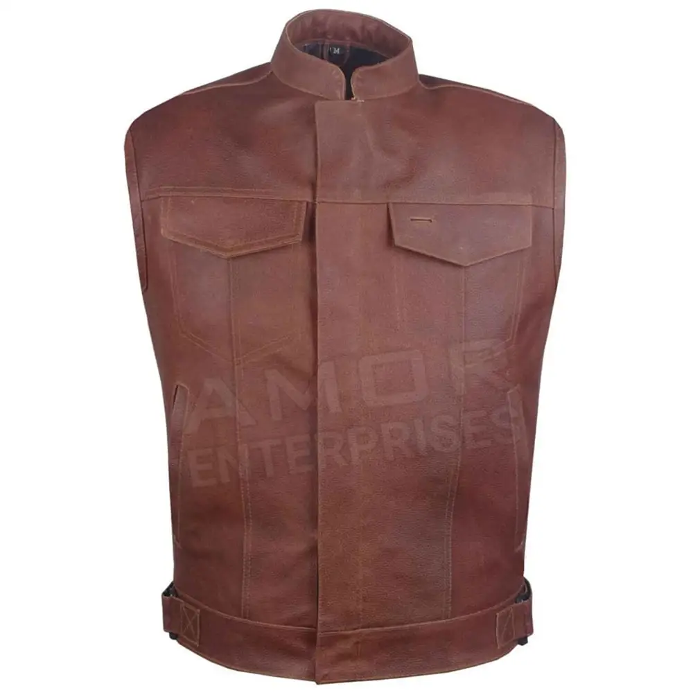 Premium Quality Men Leather Vest Customized Leather Vest Cheap Price Men Leather Vest For Sale