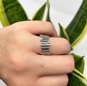 Anillo de declaración de hueso para mujer, banda gruesa, anillo de pulgar abierto Ajustable, estilo bohemio, joyería de plata hecha a mano apilable - Product Image 2