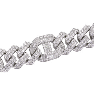Style Premium Iced Out Miami Cuban Link Chain Moissanite Diamond Hip Hop Jewelry Collier en argent 925 - Product Image 3