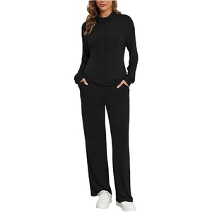 ชุดวอร์มแบบสวมหัวระบายอากาศได้ดีของผู้หญิงชุดวิ่ง100% ผ้าฝ้ายเฮฟวี่เวทลายพื้นไซส์พิเศษดีไซน์2025ล่าสุด - Product Image 4