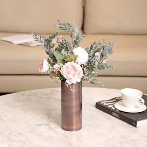 <b>Set</b> <b>of</b> <b>3</b> Metal Tabletop Flower <b>Vase</b> in Bronze Tone Cylinder Shape for Home Event Party Decorative Floral <b>Vases</b> - Product Image 2