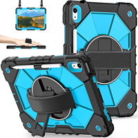 Étui de tablette robuste antichoc en silicone PC avec protection à 360° °   Sangle de transport rotative pour iPad Mini 6 7 9.7 10.2 10e génération A16 12e génération Air Pro 11 13