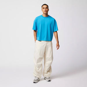 Cropped Boxy Fitผู้ชายผ้าฝ้าย 100% ไหล่Streetwearคุณภาพสูงโลโก้ที่กําหนดเองธรรมดาเสื้อยืดฤดูร้อนอินเทรนด์Tees - Product Image 2