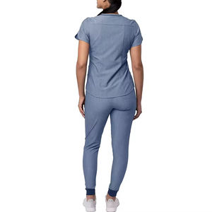 2025 Top Selling Fully Customized V-Neck Women Hospital Jogger Scrub Top <b>Nurse</b> Uniform Set Lightweight Spandex Oxford Fabric - Product Image 2