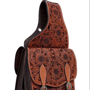 Bolsas de sillín de salto ecuestre de cuero genuino de alta calidad, ropa de equitación occidental mecanizada a mano para caballos - Product Image 1