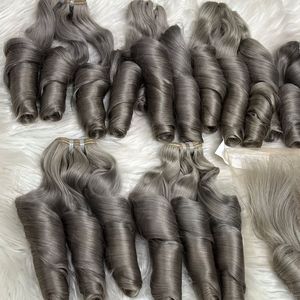 Paquetes rizados frontales de encaje rizado de Primavera de pelo virgen no Remy vietnamita crudo superventas al por mayor para hacer peluca - Product Image 2