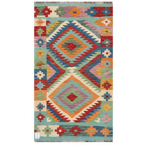 Alfombra Kilim de Maimana, Afganistán, 148 x 83 cm, Decoración de Pared - Product Image 1