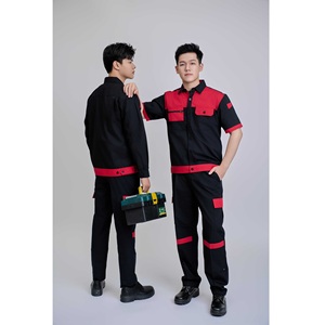 Conjunto de Ropa de Trabajo de Manga Corta para Mujer, Color Negro y Rojo, de Alta Visibilidad, Transpirable, Cómodo y Duradero, Estilo Vietnamita - Product Image 6