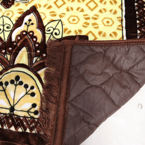 Compact <b>Ethnic</b> Velvet Travel Prayer Mat | Lightweight Islamic Prayer Mat with Elegant Design for Easy Carry - Product Image 3