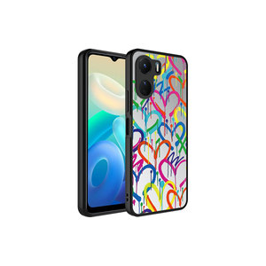 Funda de Teléfono Vivo Y16 con Diseño de Corazón de Lujo, Patrón de Espejo, Silicona Brillante, Electrochapado, Artesanía Especial, Modelo 7Plus, Protección de Cámara - Product Image 1