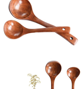 Wooden Cooking <b>Spoons</b> Natural Teak Wood Gold Plated Eco-Friendly Classic Design Non-Stick Utensils - Product Image 2