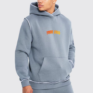 Sweat à capuche en éponge française sur mesure de haute qualité Streetwear Sweat à capuche surdimensionné pour épaules tombantes avec coutures contrastées - Product Image 4