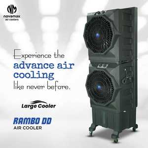 Refroidisseur d'air évaporatif commercial Novamax Rambo DD 75 L, unité portable alimentée par courant alternatif pour un usage domestique, matériau plastique durable - Product Image 1