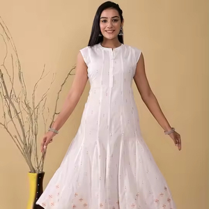 ใหม่อินเทรนด์แฟชั่นKurtiเสื้อผ้าชาติพันธุ์ผู้หญิงคอจีนแผงผ้าฝ้ายAnarkali Kurtaล่าสุดDesigner Collection - Product Image 1
