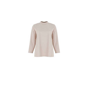 Knitted Beige Crew Neck Blouse-Vintage Casual Summer <b>Top</b> with Logo Print - Product Image 1
