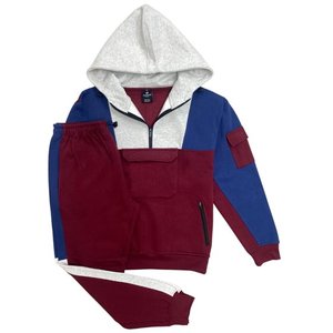 ชุดวอร์ม2ชิ้นสำหรับผู้ชายมีฮู้ดแบบรูดซิปพร้อมกางเกงผ้าฟลีซสำหรับวิ่ง - Product Image 1