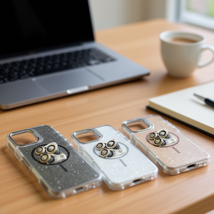 Coques de téléphone portable IP13 brillantes et scintillantes en TPU+PC avec support à coussin d'air et protection d'appareil photo - Product Image 2