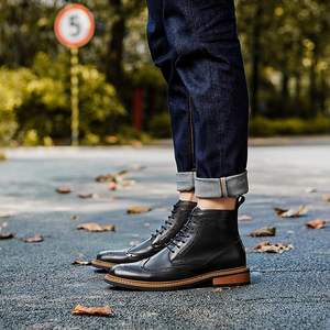 <b>Vintage</b> Suede Chukka <b>Boots</b> with Classic Lacing Wear Resistant Heel for Men's Business Casual and Retro Shoes - Product Image 5