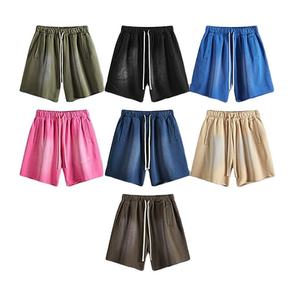 Custom Unisex 100% Cotton High Street Solid Summer Sweat <b>Shorts</b> Raw 3D Puff Print Sun Dyed Acid Wash Style for <b>Men</b> - Product Image 6