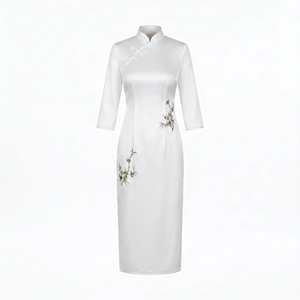 Vestidos <span class=keywords><strong>Cheongsam</strong></span> Qipao para Mujer, Estilo Chino Moderno, Túnicas Formales <span class=keywords><strong>de</strong></span> Satén <span class=keywords><strong>Blanco</strong></span> para Damas - Product Image 2