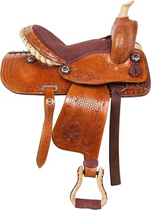 SELLE D'INDE 100% CUIR VÉRITABLE CHEVAL DE WESTERN SELLE COLLIER DE POITRINE ET TÊTE DE STALLAGE PRODUITS DE COURSE DE CHEVAUX DE L'INDE - Product Image 2