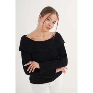 Pull noir pour femme avec sequins Madonna en gros - Product Image 6