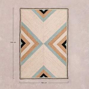 Meilleur prix tapis tissé en coton rustique tissage plat fait à la main avec des tons naturels parfait pour les maisons de campagne ou vintage - Product Image 2