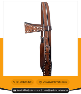 Western <b>Leather</b> Headstall / Bridle Horse Tack in Brown with Hand Carving / <b>Tooling</b> <b>Work</b> Multifunctional - Product Image 2