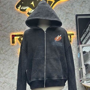 Sweat à capuche en coton polaire épais pour hommes hiver fermeture éclair brodé impression numérique personnalisée Streetwear chaud veste à capuche OEM - Product Image 1