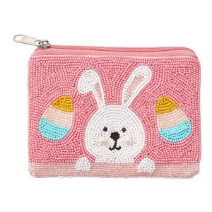 Fabriqué à la main, ce mini sac pochette lapin de Pâques est doté d'un délicieux design de lapin avec mini pochette à fermeture éclair pour les pièces de monnaie - Product Image 1