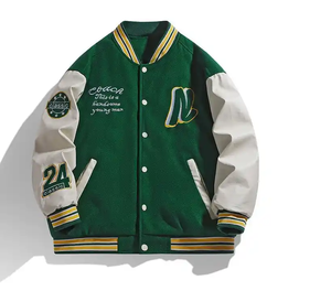Haute qualité personnalisé hommes Varsity Letterman Style Baseball veste pour hiver automne laine Polyester tissu sans col Vintage - Product Image 2