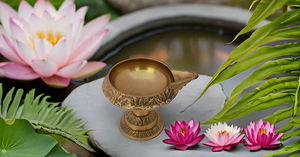 Handmade Golden Diya <b>Lamp</b> for Diwali Pooja Brass Indian Puja <b>Oil</b> <b>Lamp</b> with Engraved Design Metal Decorative Style Art - Product Image 2