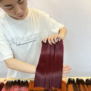 100% Vietnamese Human Hair Bone Straight Bundles Burgundy hair color with closure raw vietnamese