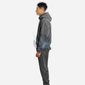 Sweats à capuche personnalisés pour hommes 100% coton Streetwear sweat à capuche thermique surdimensionné Vintage poids lourd 500gsm lavé à l'acide sweats à capuche pour homme - Product Image 4